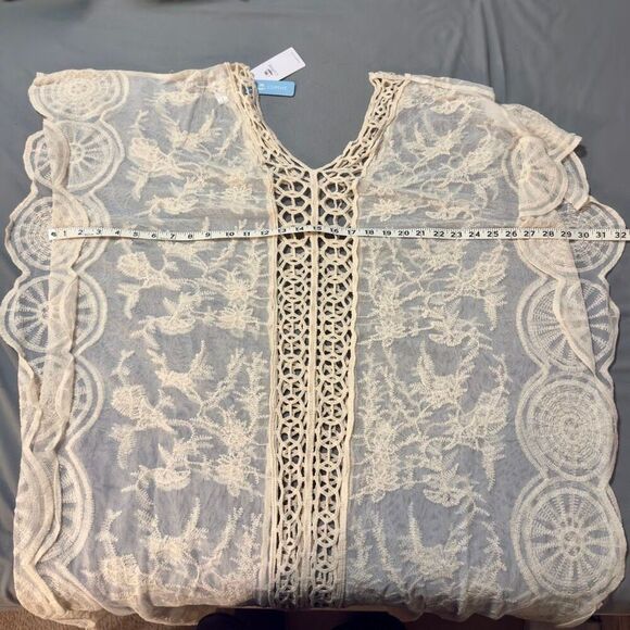 NWT (L) Cupshe Cream Lace & Crochet Maxi Swim Cover Up - Picture 8 of 15